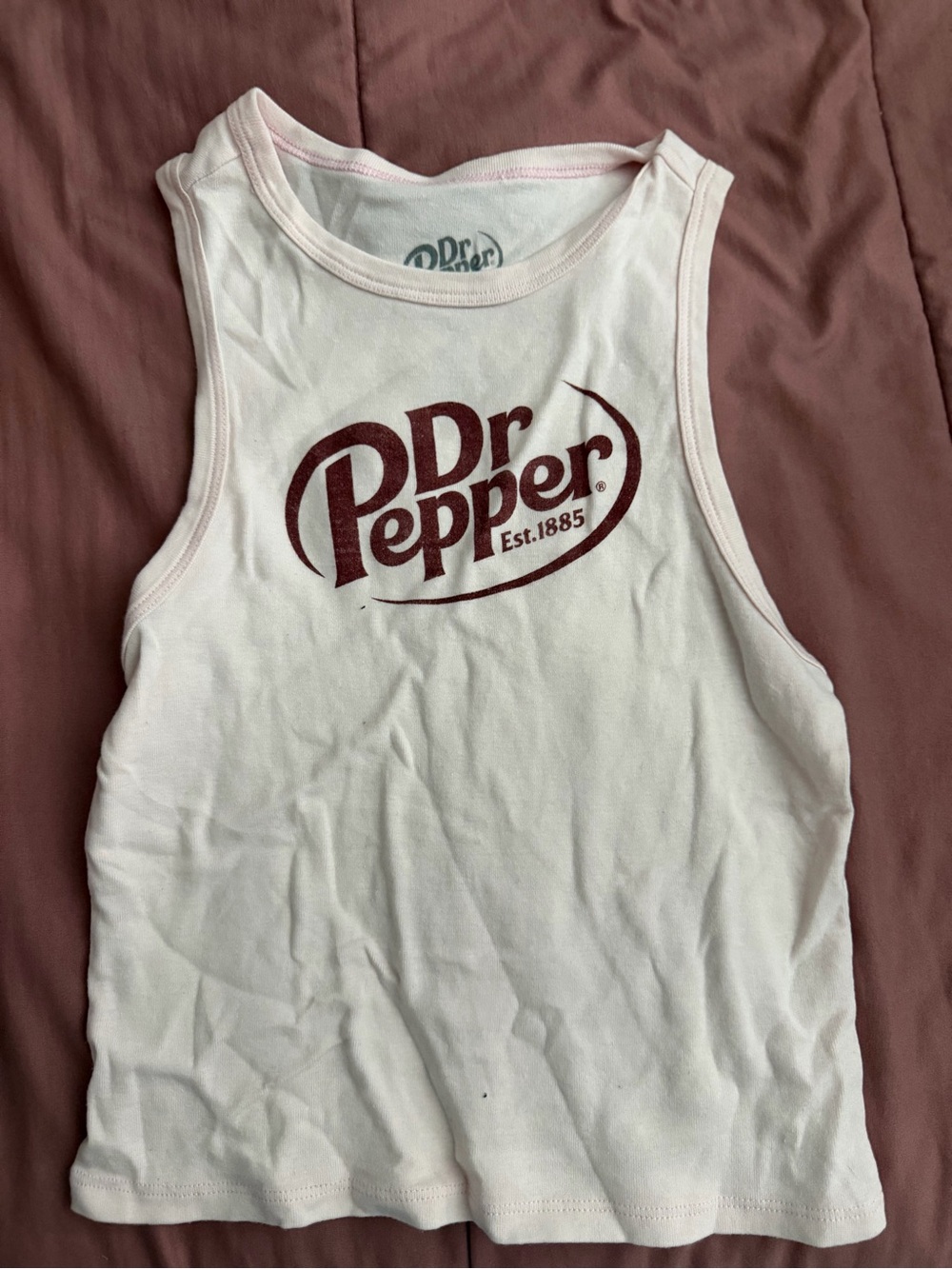 Dr Pepper Logo Tank Top - pink with Maroon Logo